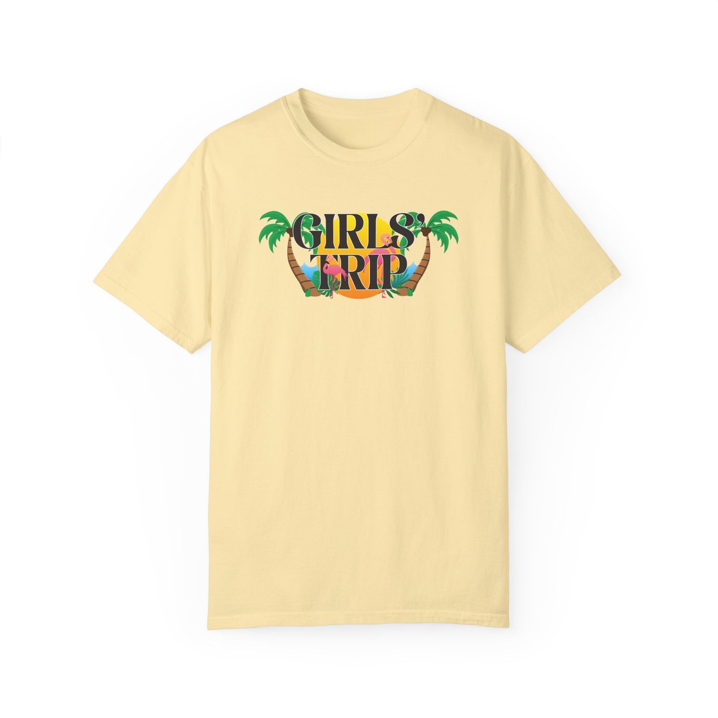 Girls' Trip Flamingo Palm Tree Graphic Tee