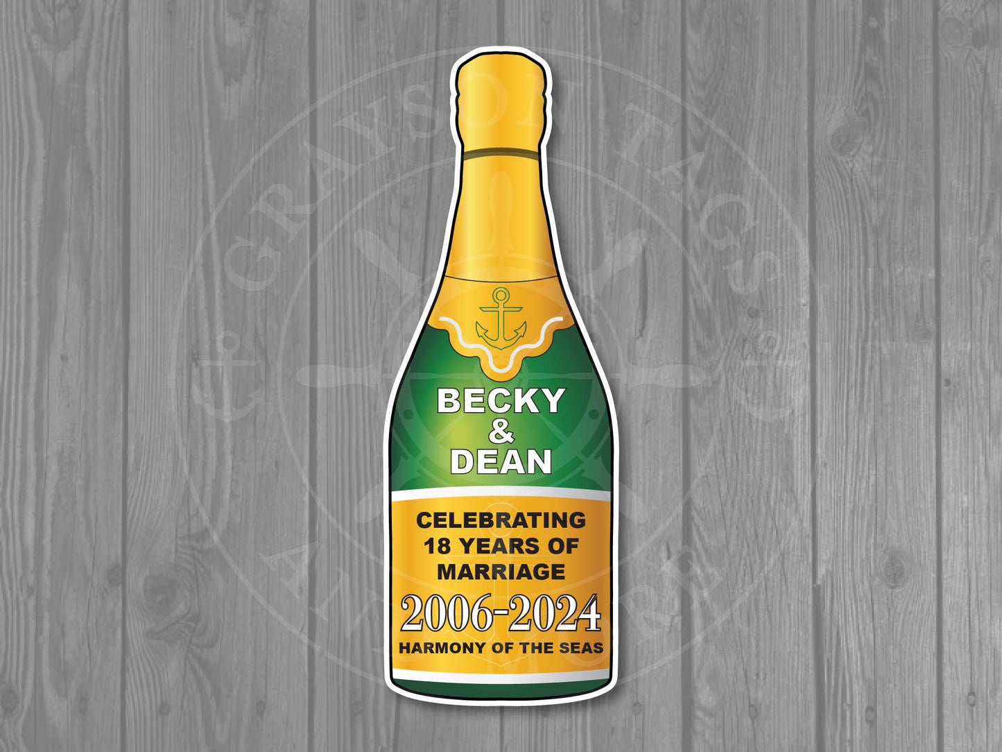 Anniversary Champagne Bottle Cruise Door Magnet