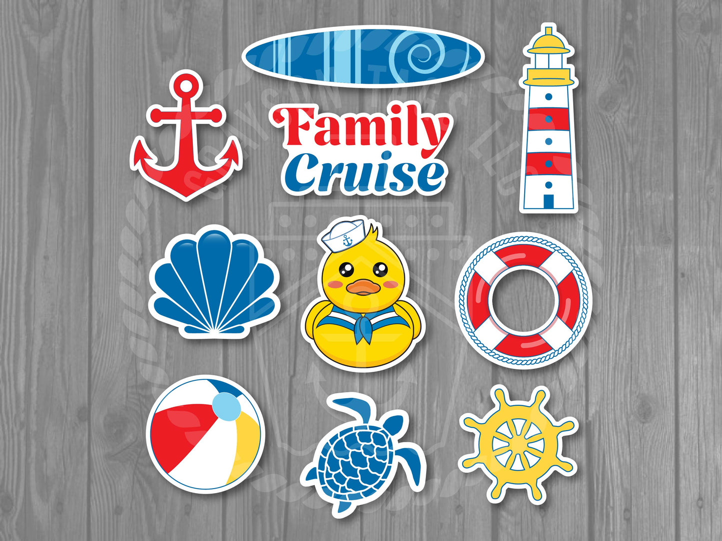 10-Piece Family Cruise Door Magnets - Cruising the Seas Decorative Magnets - Non-Personalized