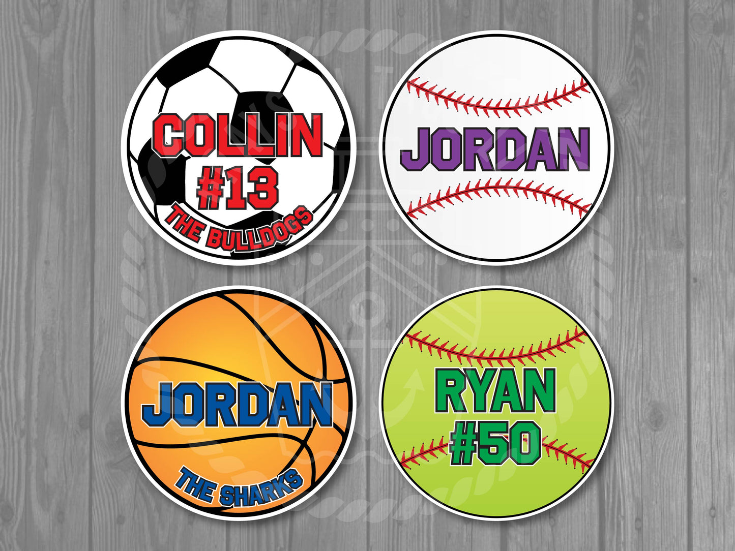 Customizable Sport Ball Car Magnets - Personalized Sport Gift - Soccer, Baseball, Softball, Basketball