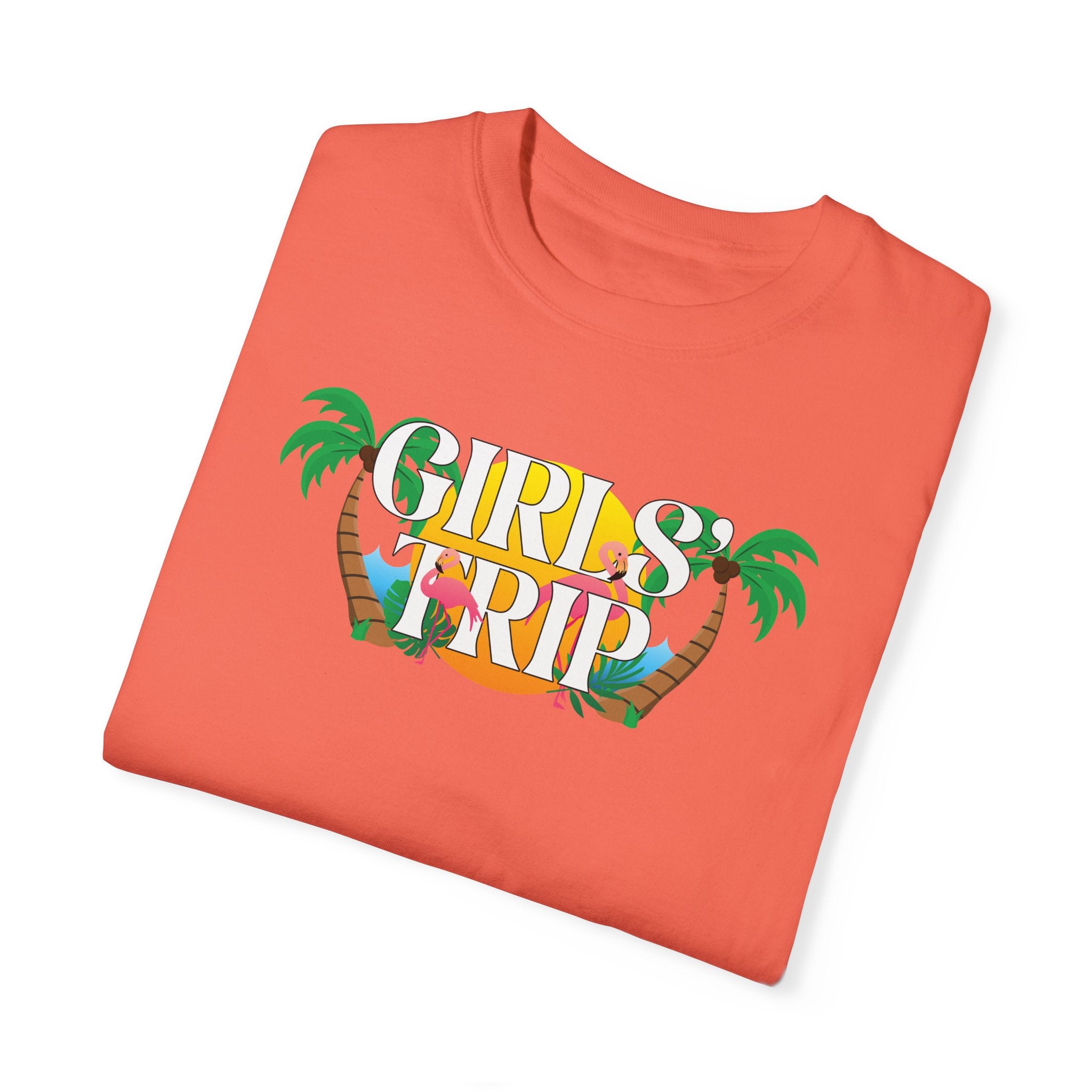 Girls' Trip Flamingo Palm Tree Graphic Tee