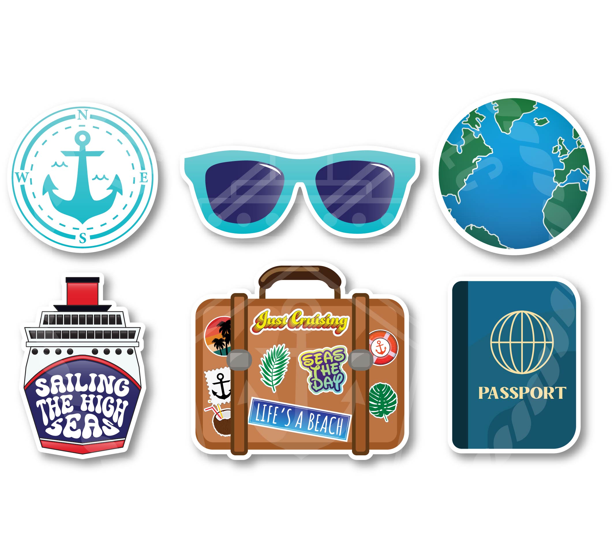 Travel Cruise Door 6-Piece Magnet Set - Cruising Decorative Stateroom Magnets