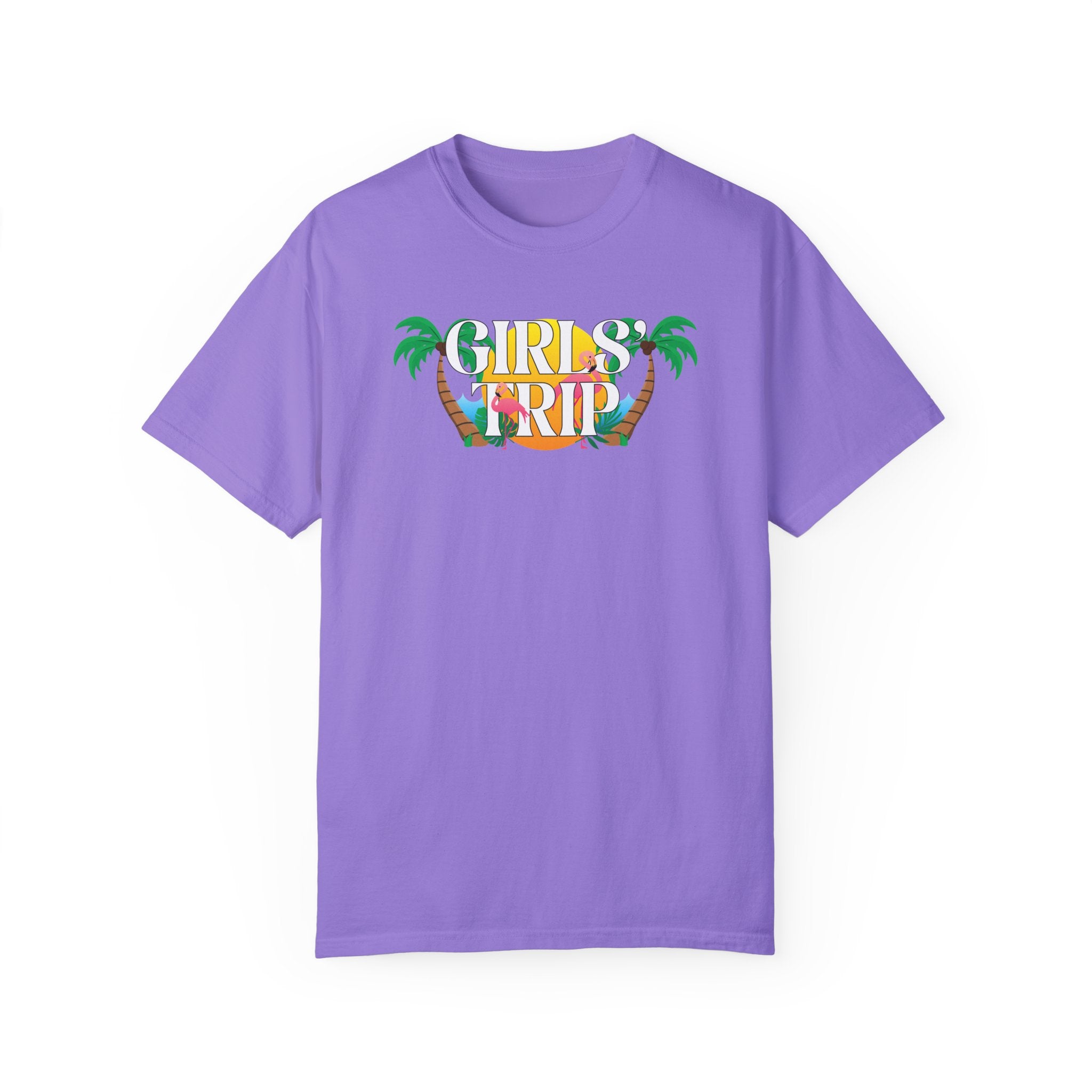 Girls' Trip Flamingo Palm Tree Graphic Tee
