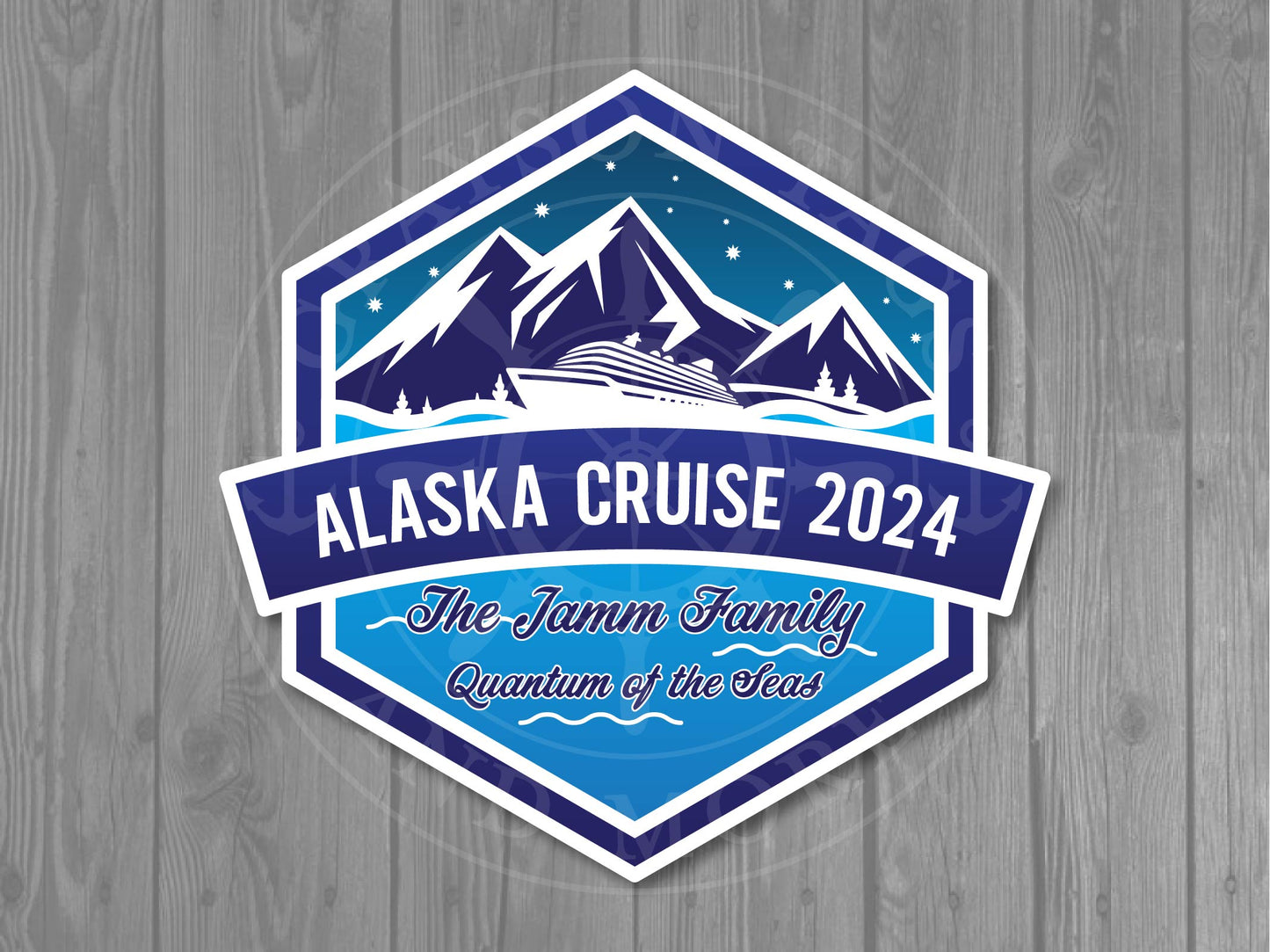 Retro Alaska Cruise Hexagon Magnet - Vintage Mountain Stateroom Magnet