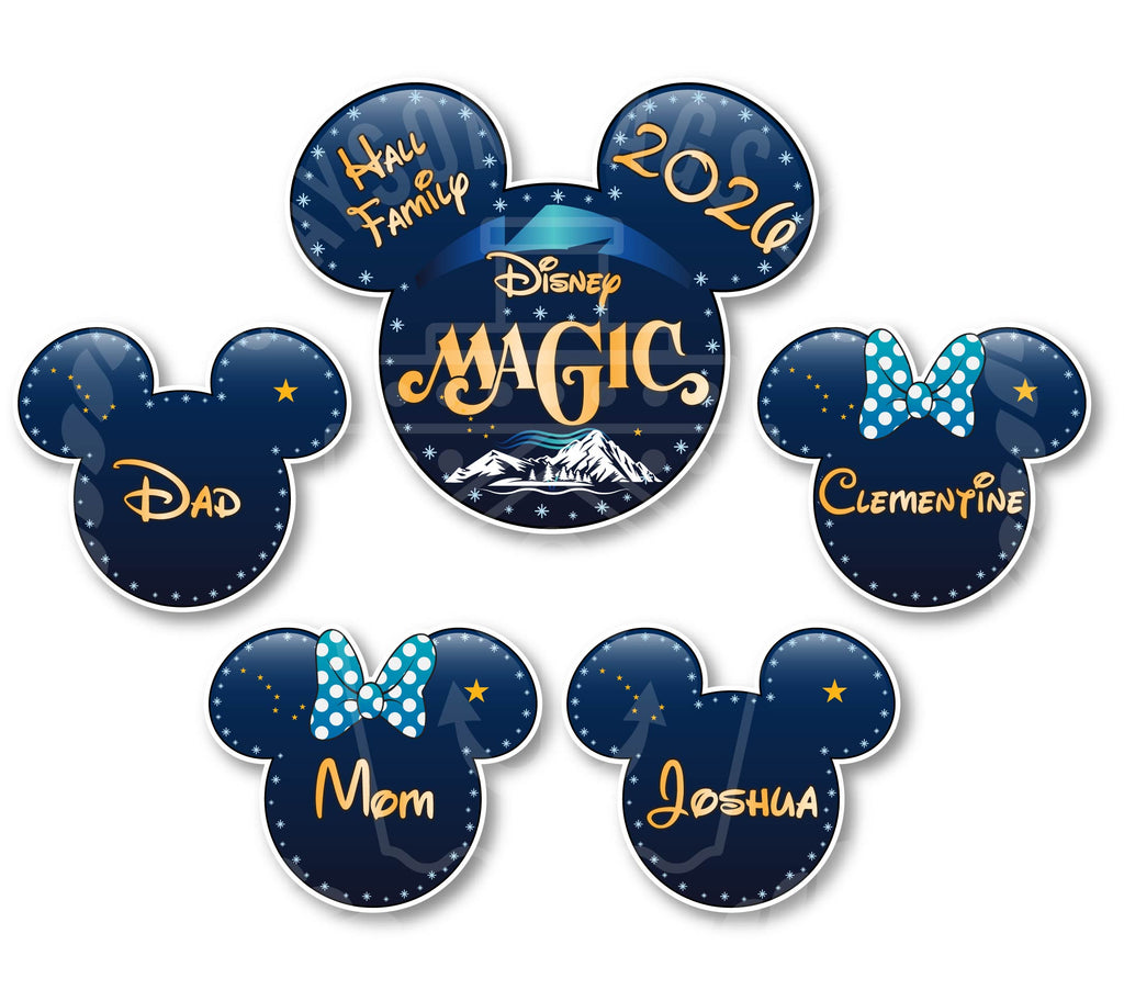 Customizable Alaska Navy Disney Cruise Door Magnets - Personalizable Magnet Set