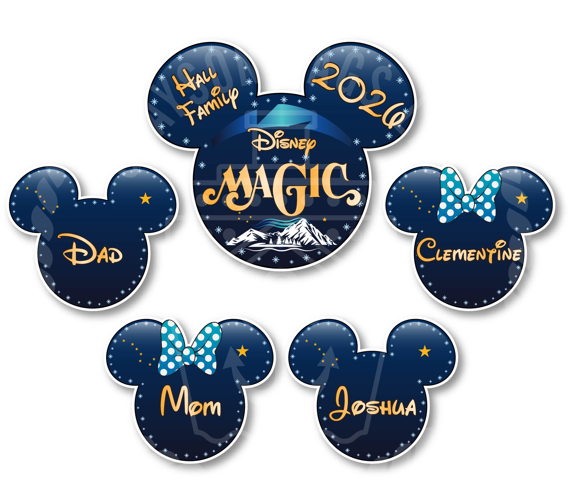 Customizable Alaska Navy Disney Cruise Door Magnets - Personalizable Magnet Set