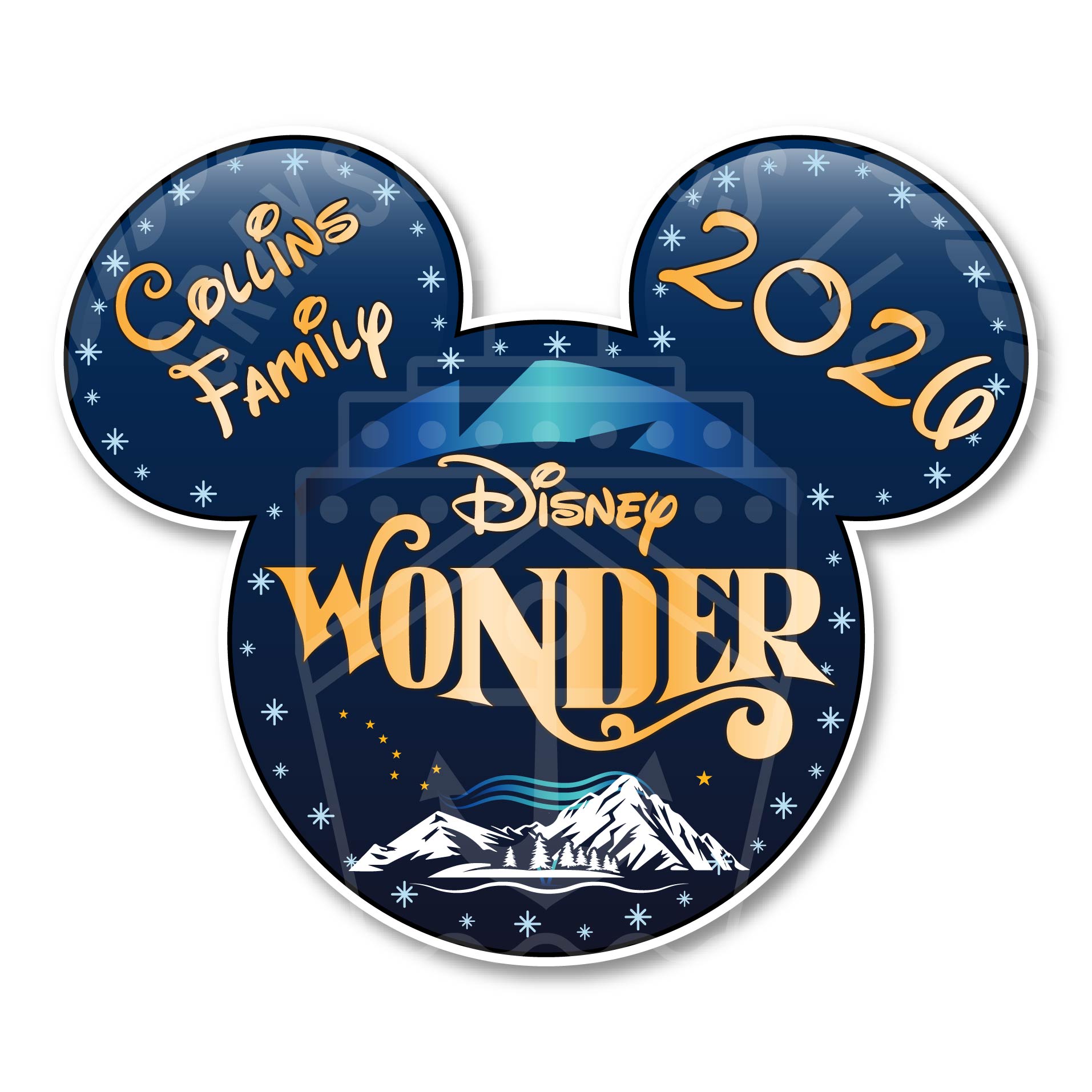Customizable Alaska Navy Disney Cruise Door Magnets - Personalizable Magnet Set