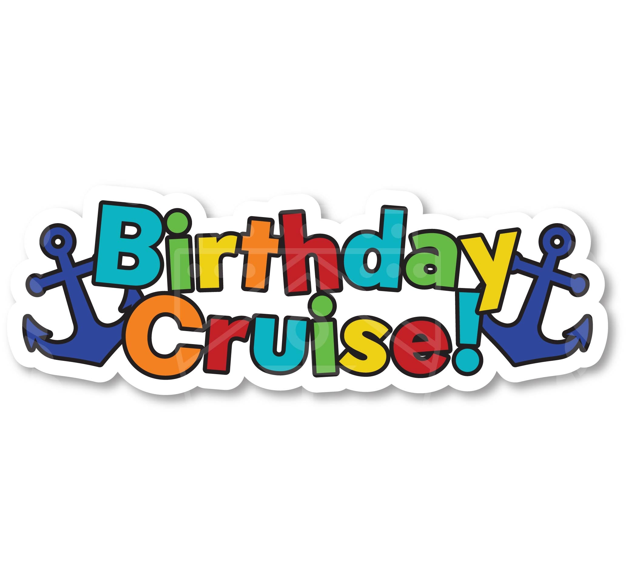 Birthday Cruise Text Stateroom Cruise Door Magnet | Colorful Happy Birthday Magnet (Bright or Pastel Versions) - Size: 9.9" x 3.46"
