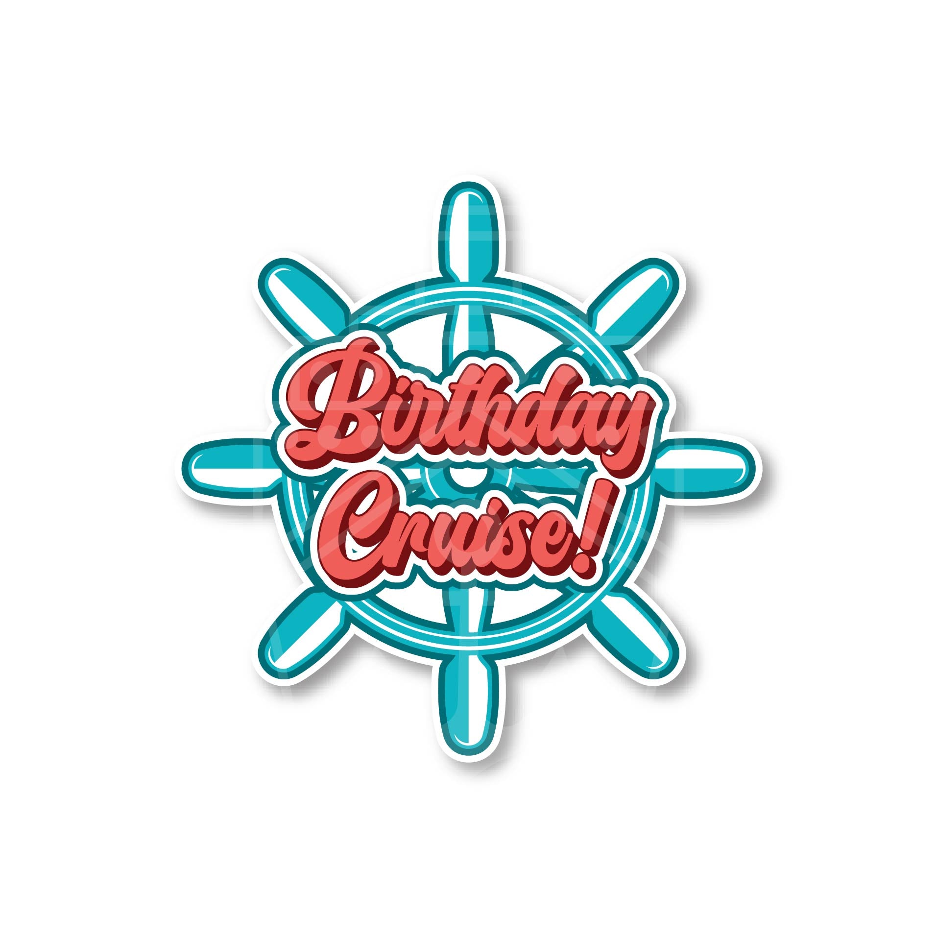 Birthday Cruise Ship Wheel Stateroom Cruise Door Magnet | Colorful Happy Birthday Magnet (Bright or Pastel Versions) - Size: 6"