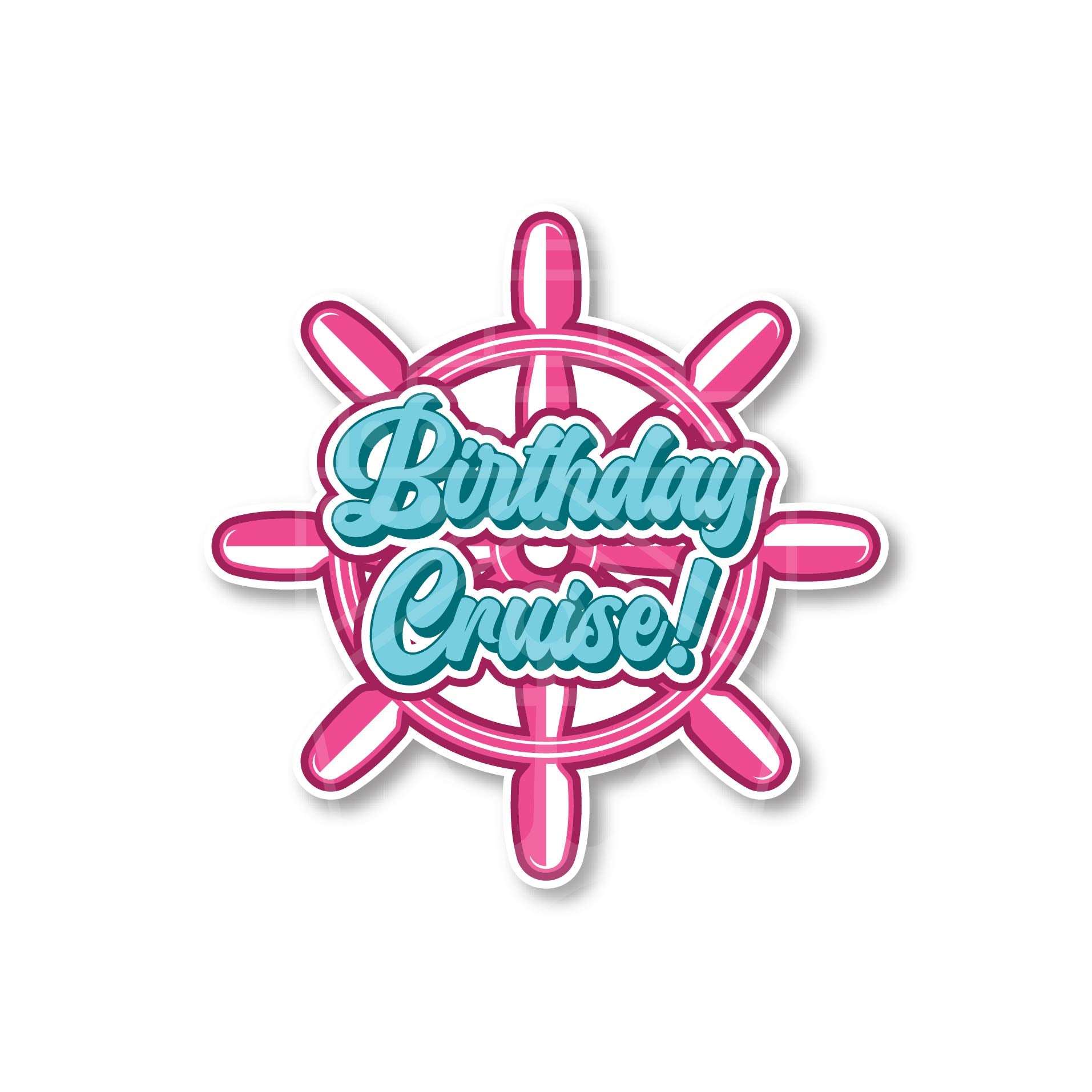 Birthday Cruise Ship Wheel Stateroom Cruise Door Magnet | Colorful Happy Birthday Magnet (Bright or Pastel Versions) - Size: 6"