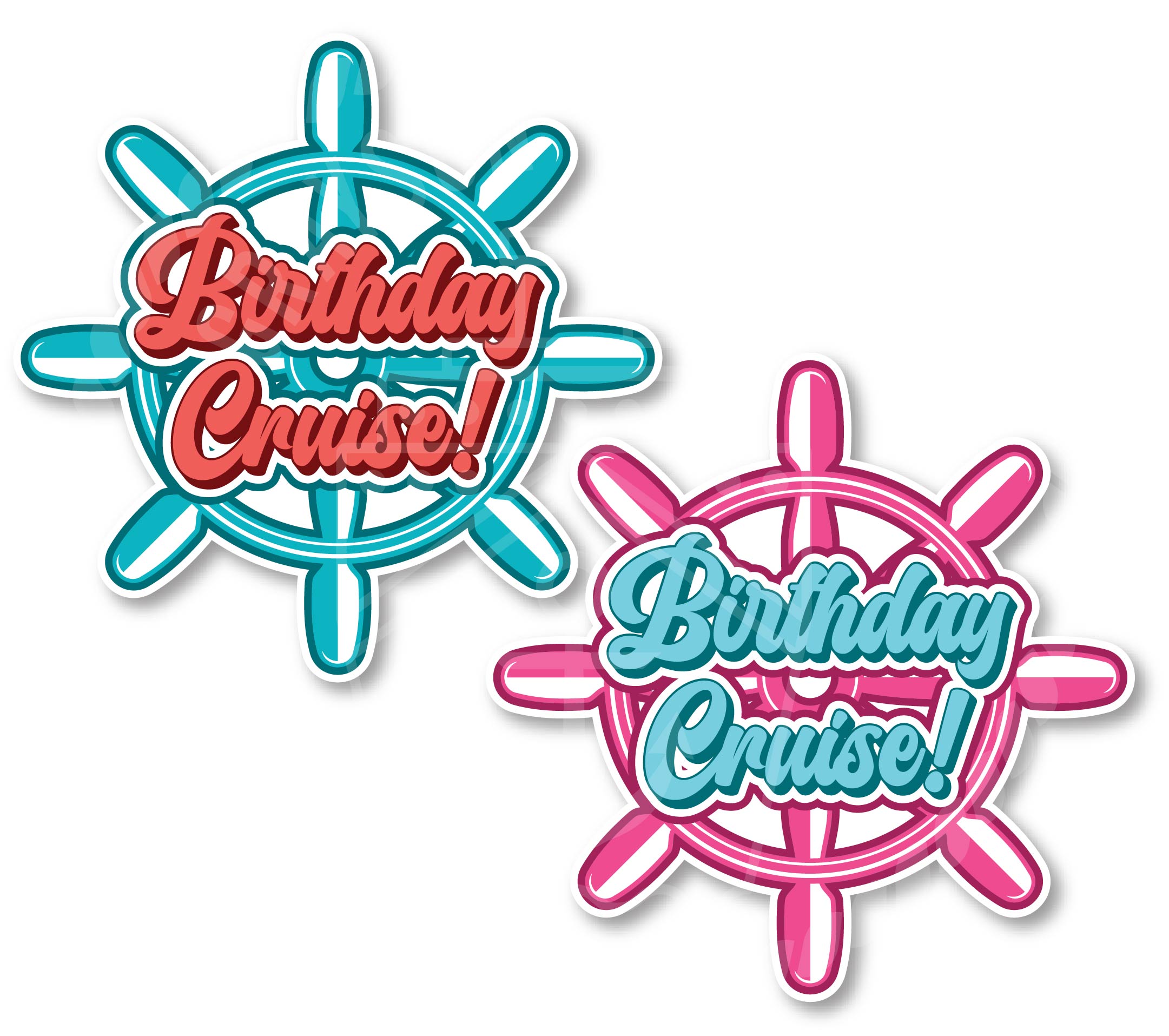 Birthday Cruise Ship Wheel Stateroom Cruise Door Magnet | Colorful Happy Birthday Magnet (Bright or Pastel Versions) - Size: 6"