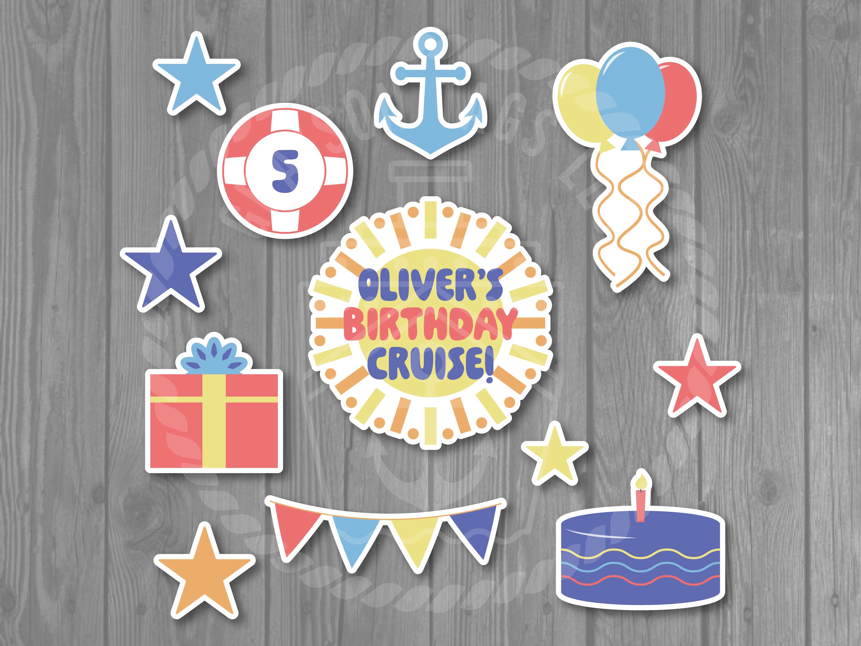 12 Piece Customizable Birthday Cruise Magnet Set