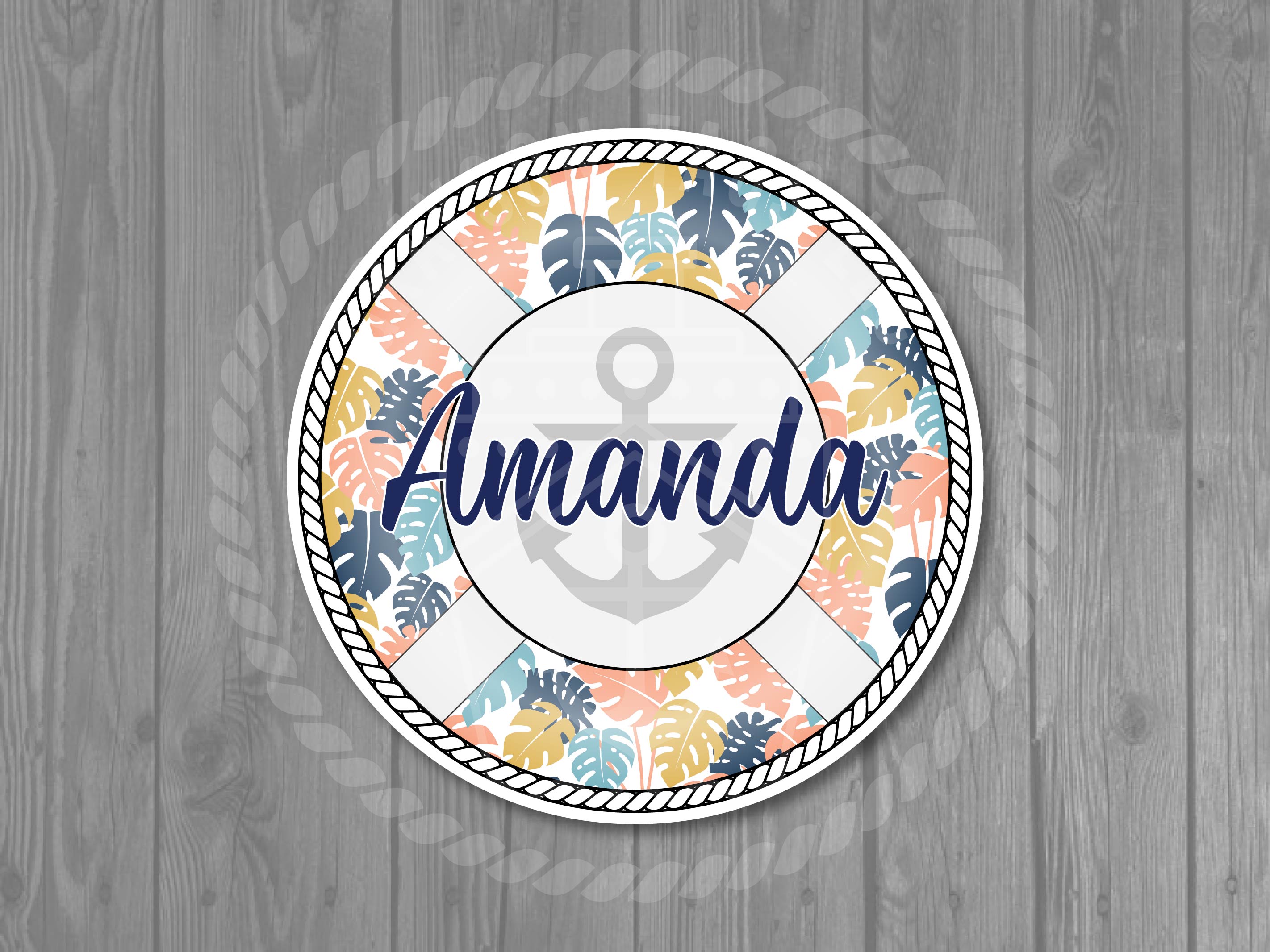 Boho Tropical Custom Life Preserver Cruise Magnet