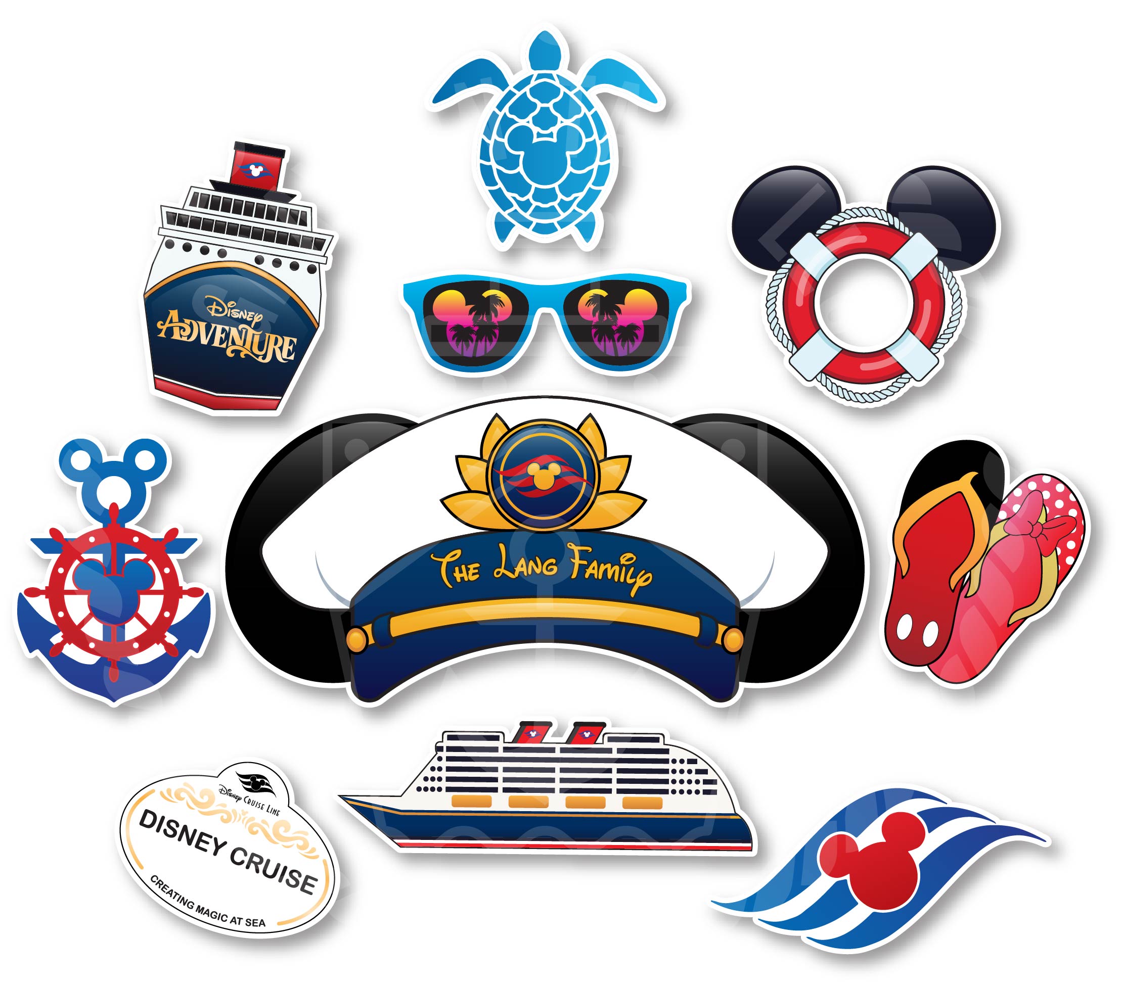 Captain Hat Personalized Sign Group Magnet Set for Disney Cruise Doors
