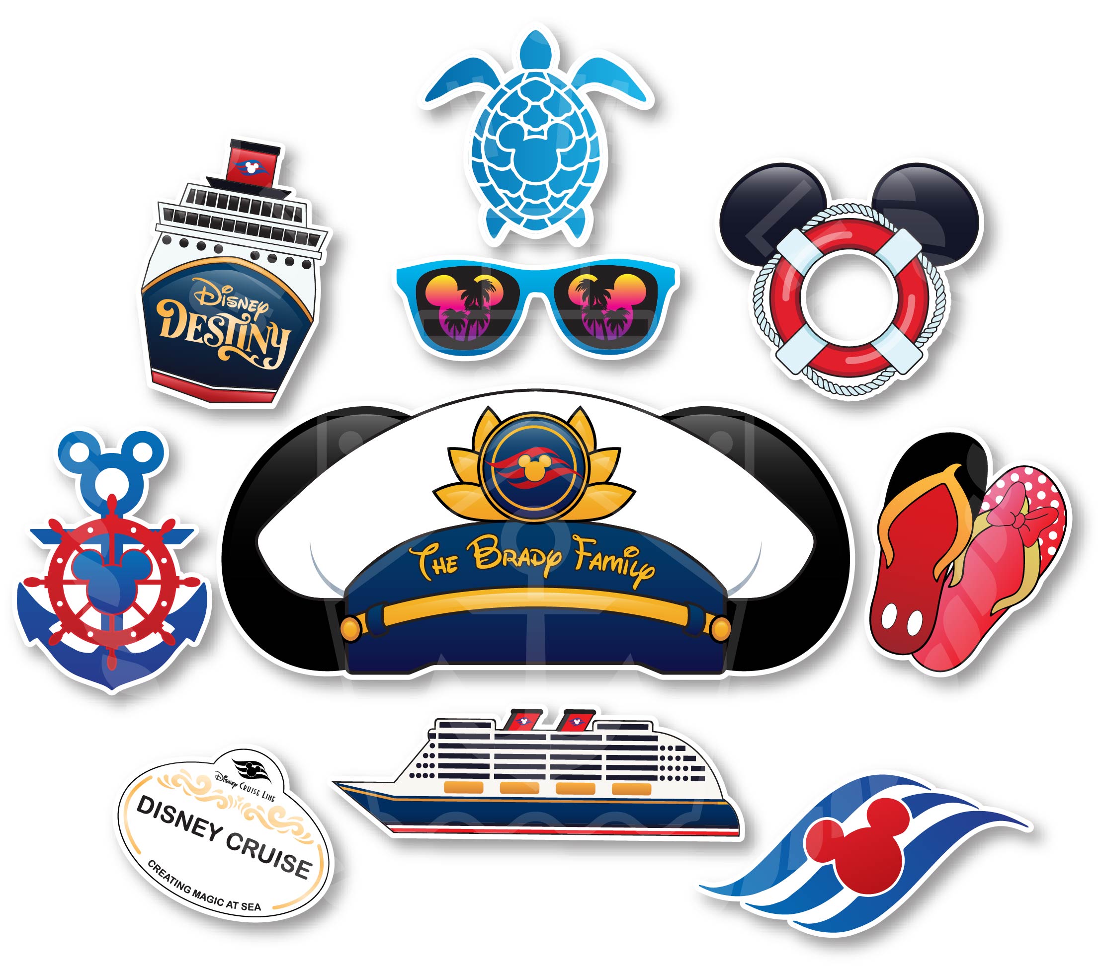 Captain Hat Personalized Sign Group Magnet Set for Disney Cruise Doors