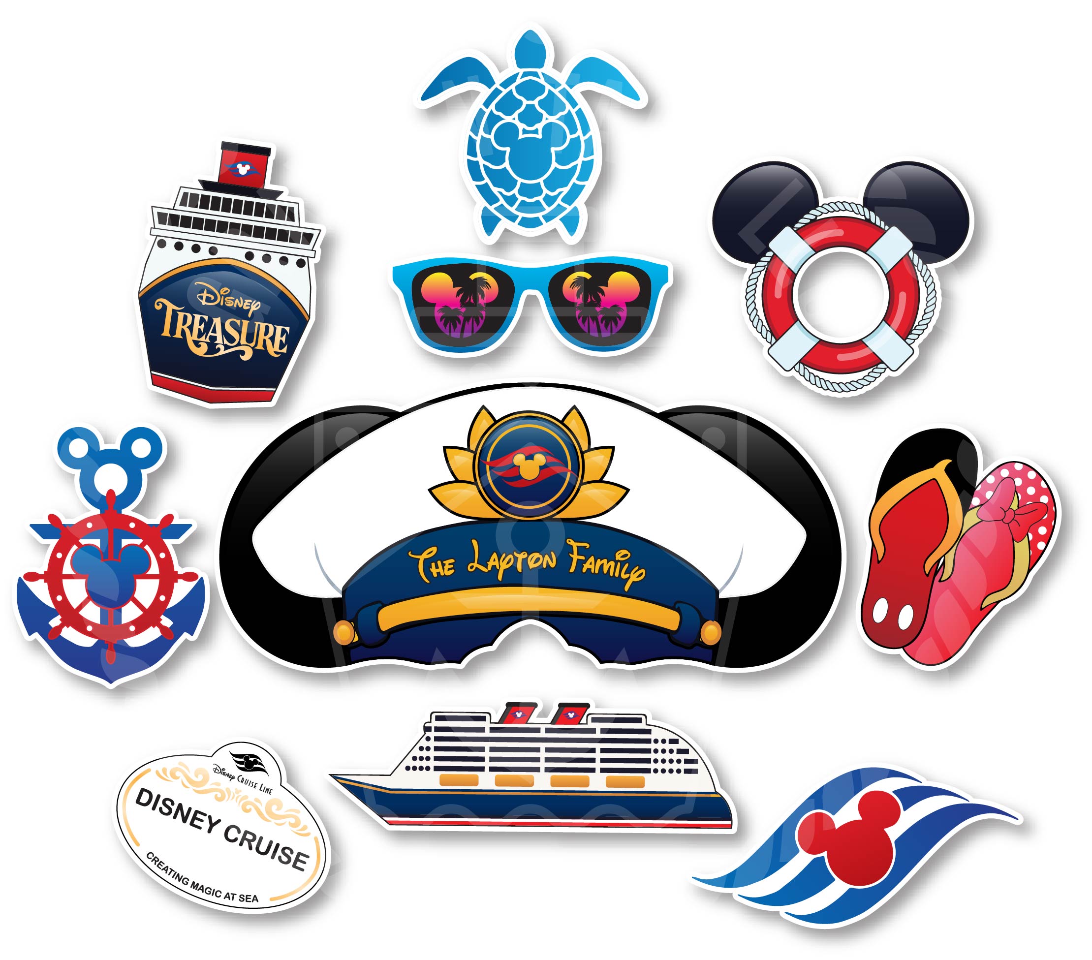 Captain Hat Personalized Sign Group Magnet Set for Disney Cruise Doors