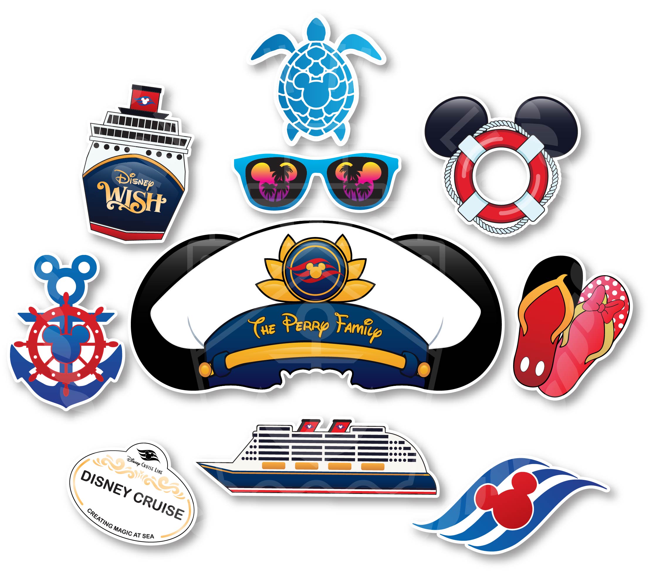 Captain Hat Personalized Sign Group Magnet Set for Disney Cruise Doors