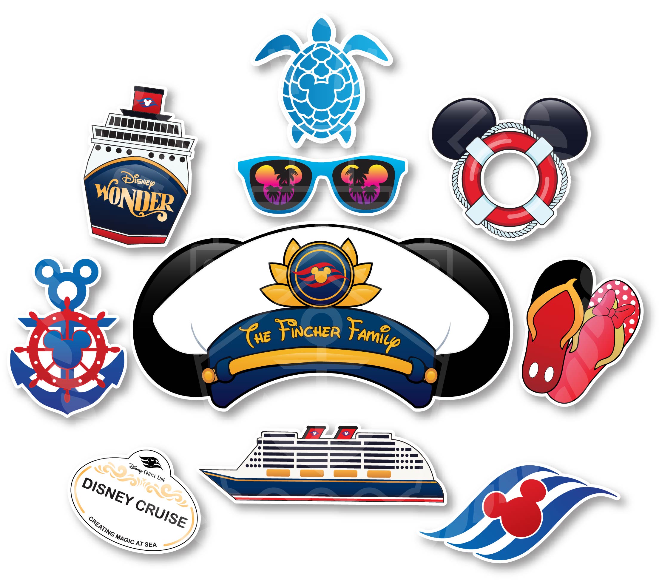 Captain Hat Personalized Sign Group Magnet Set for Disney Cruise Doors