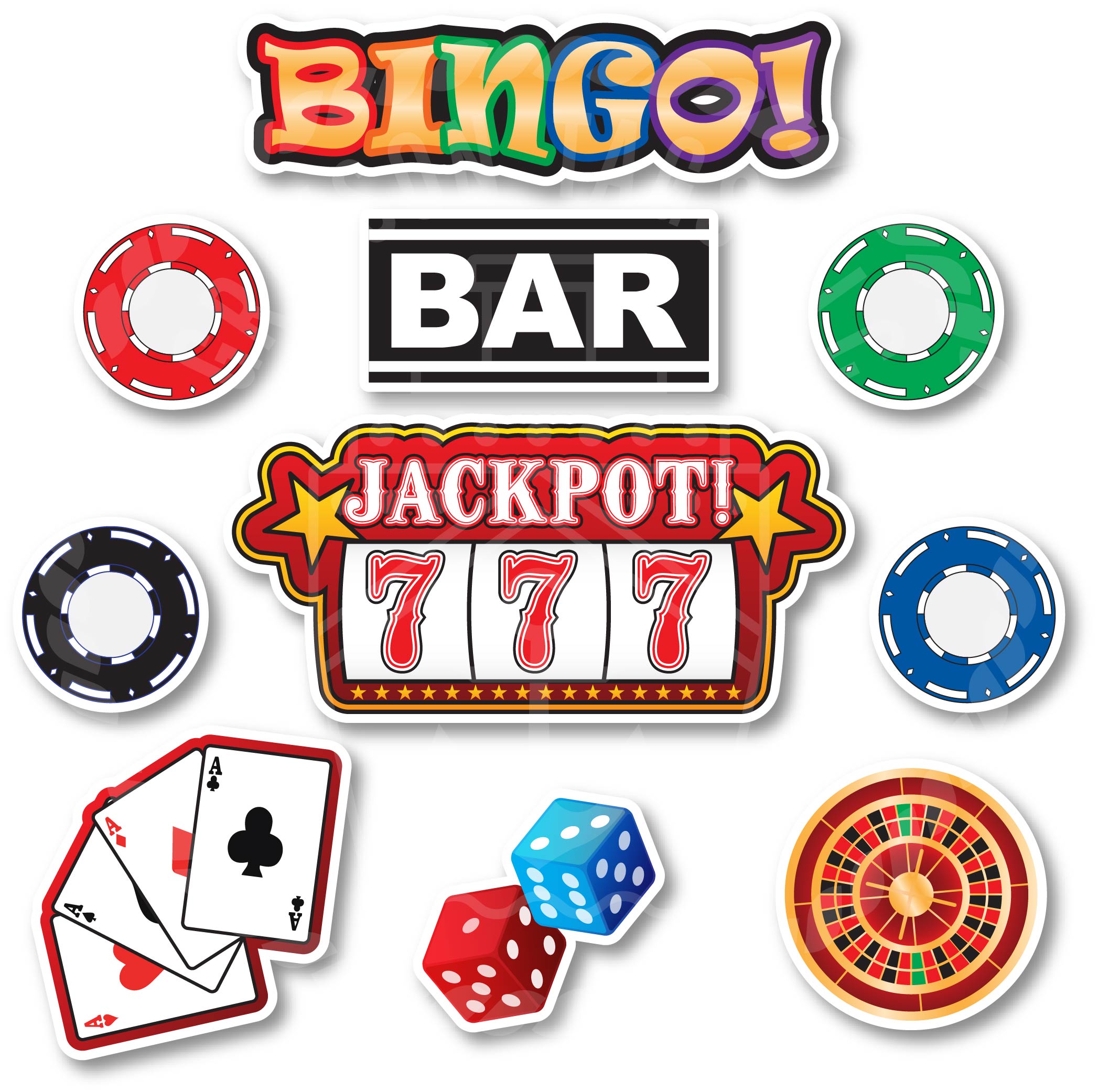 Casino Cruise Door 10-Piece Magnet Set - Cruising Decorative Stateroom Magnets