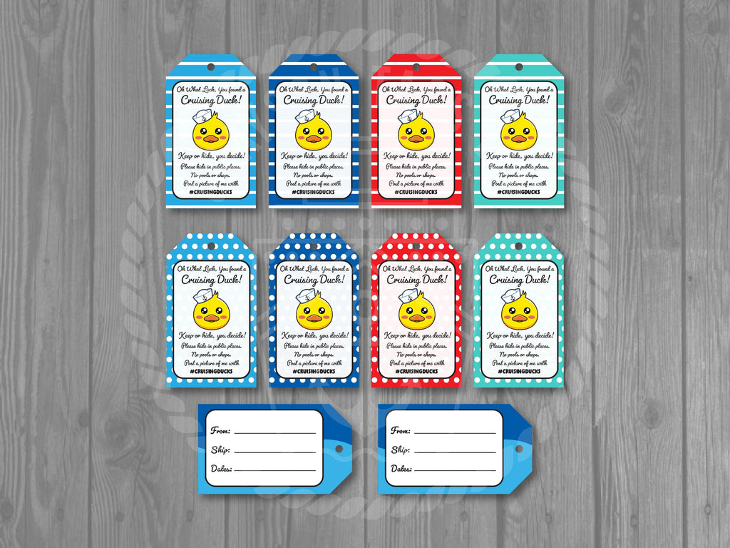 12-Piece Duck Tag Set - Printed Card Stock Cruising Ducks - 1.75" x 3" Each