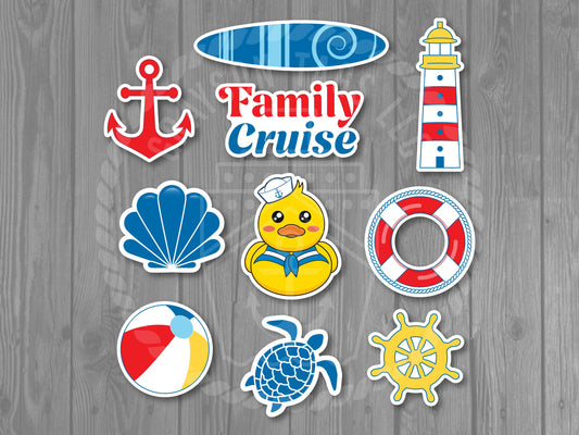 10-Piece Family Cruise Door Magnets - Cruising the Seas Decorative Magnets - Non-Personalized