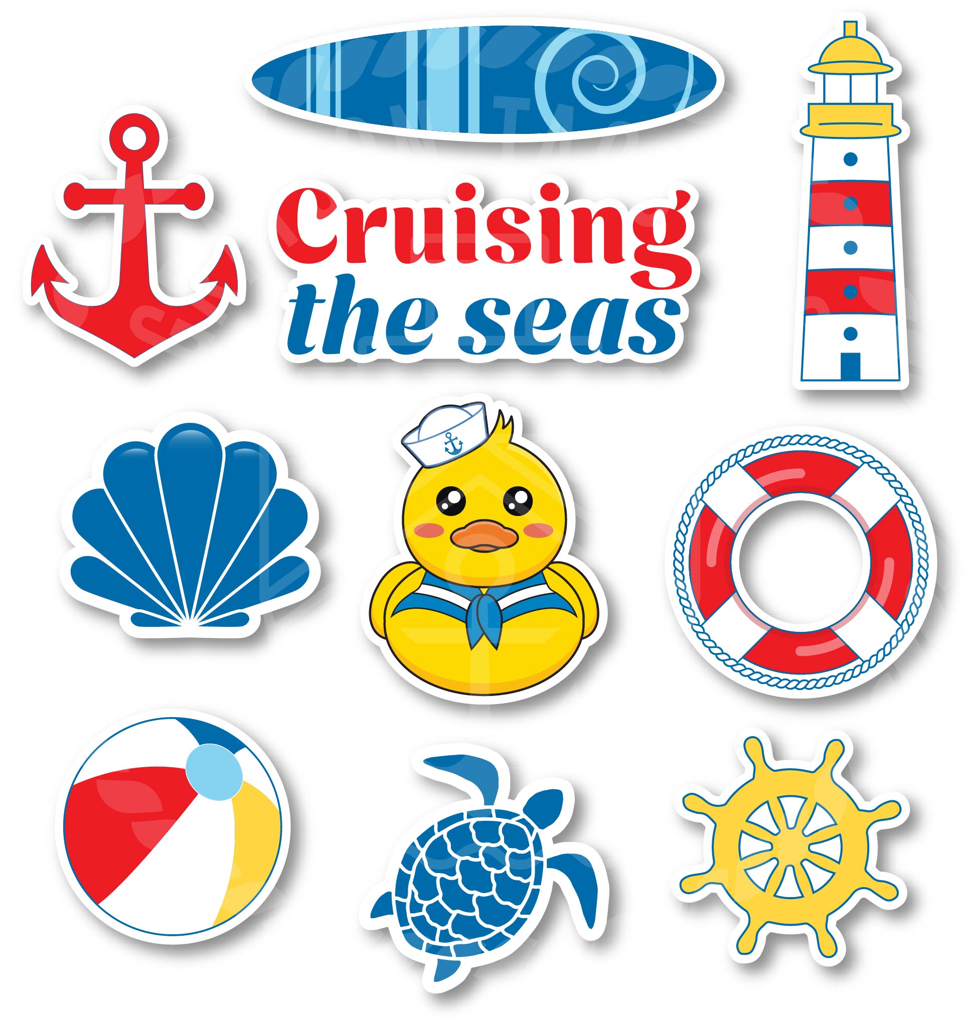 10-Piece Family Cruise Door Magnets - Cruising the Seas Decorative Magnets - Non-Personalized