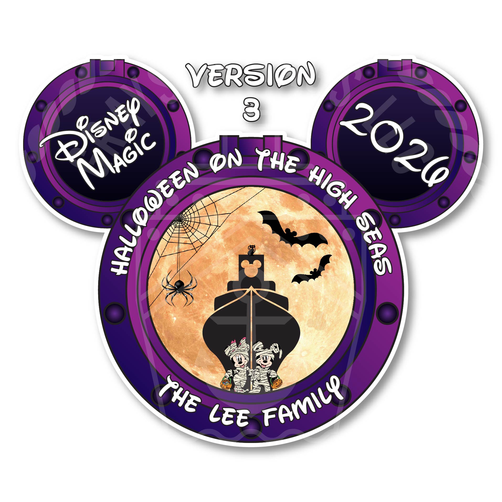 Customizable Halloween on the High Seas Porthole Disney Cruise Door Magnets - Personalizable Porthole Magnet