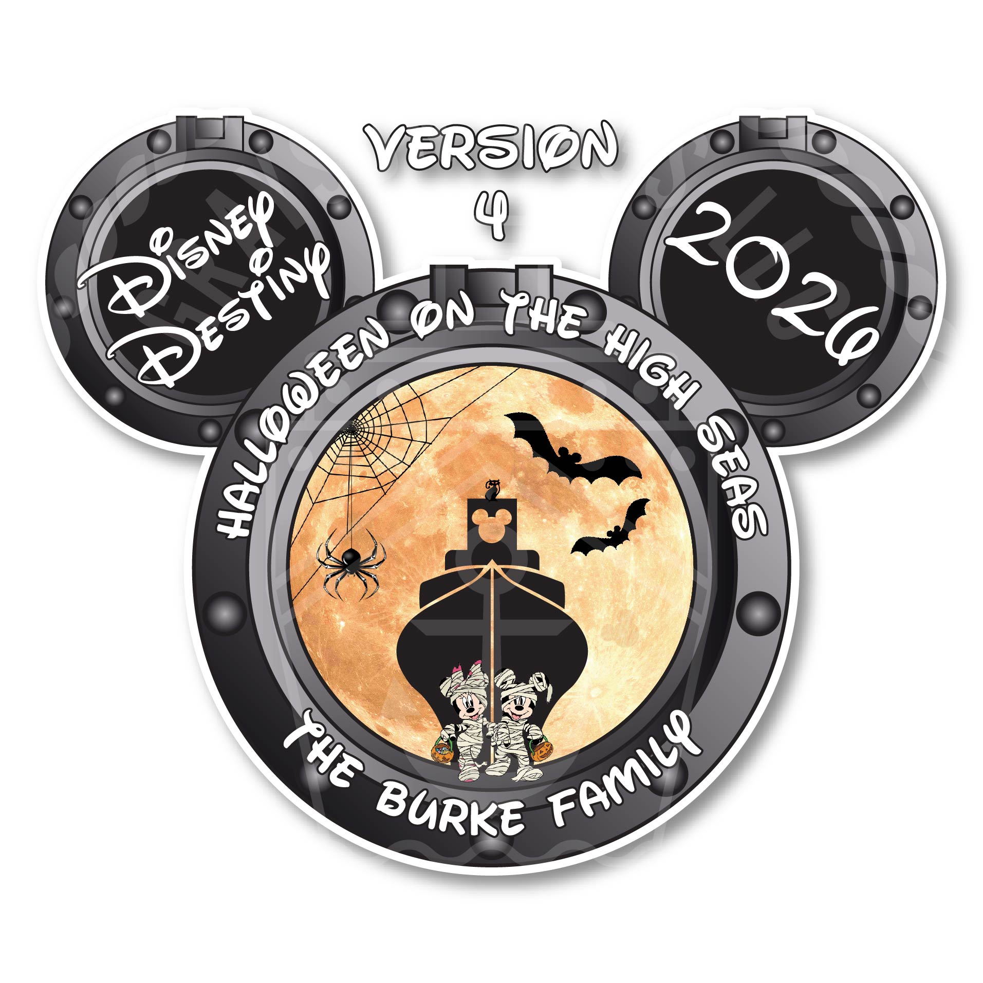 Customizable Halloween on the High Seas Porthole Disney Cruise Door Magnets - Personalizable Porthole Magnet