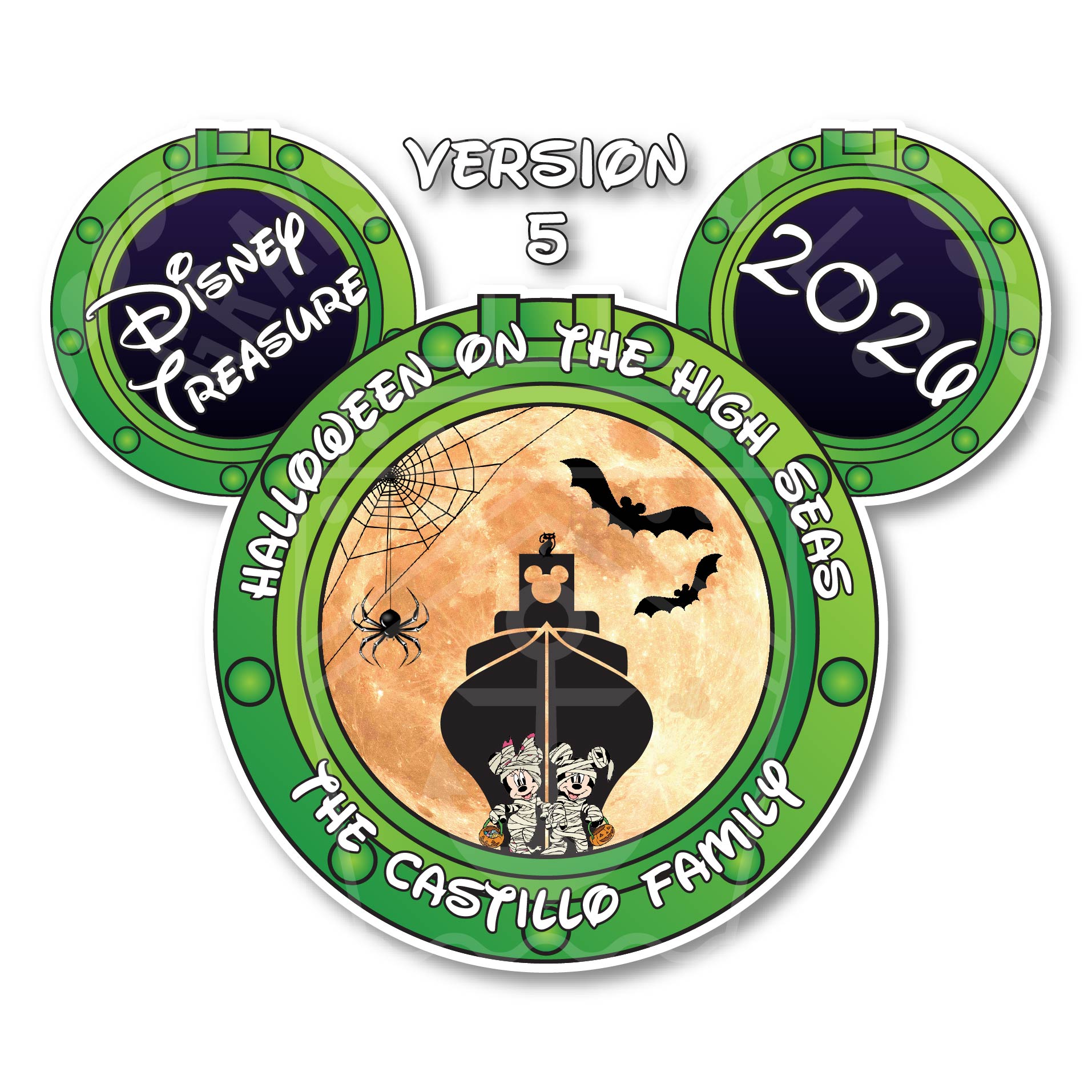 Customizable Halloween on the High Seas Porthole Disney Cruise Door Magnets - Personalizable Porthole Magnet