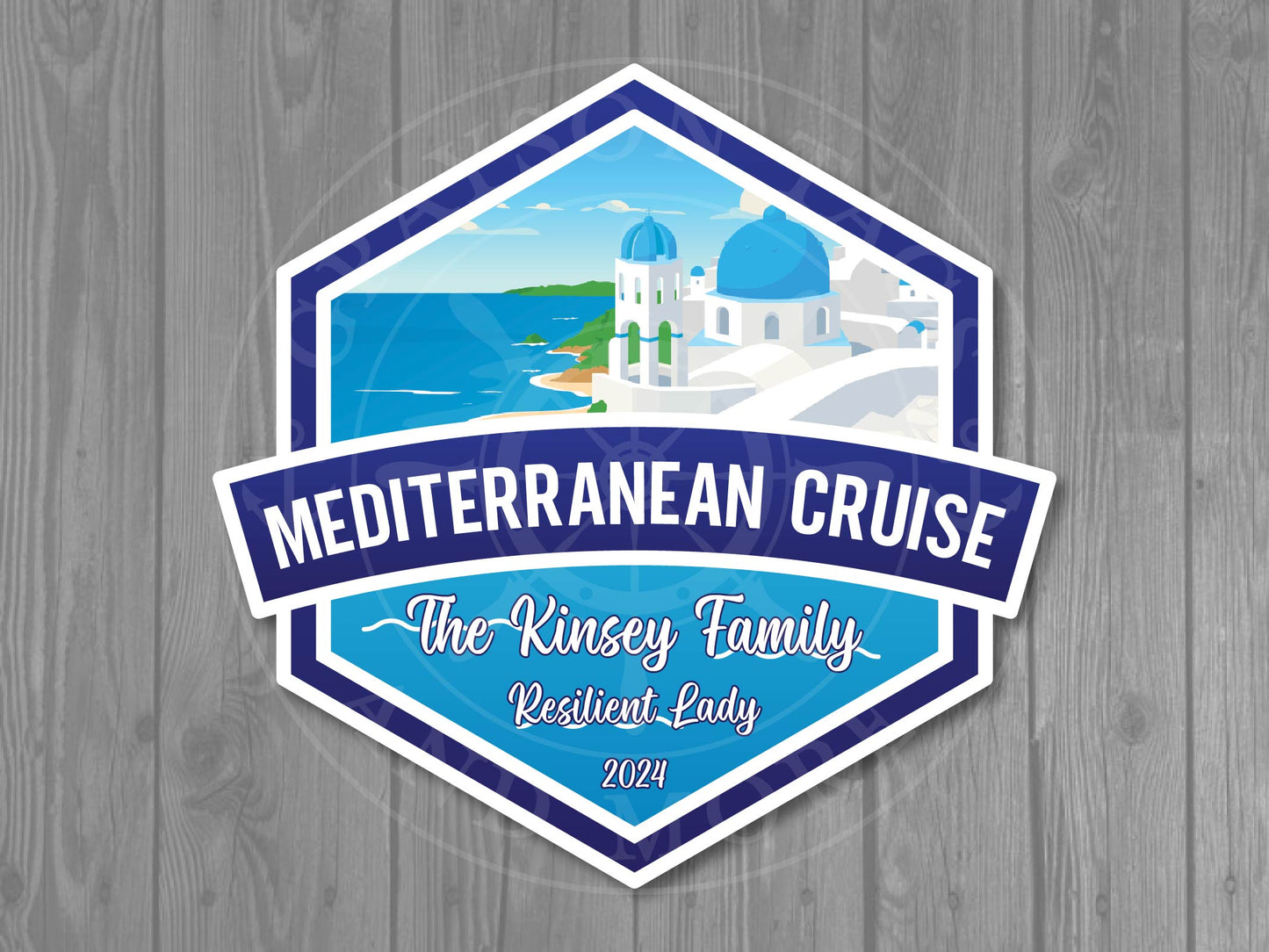 Retro Mediterranean Cruise Hexagon Magnet - Vintage Greek Stateroom Magnet