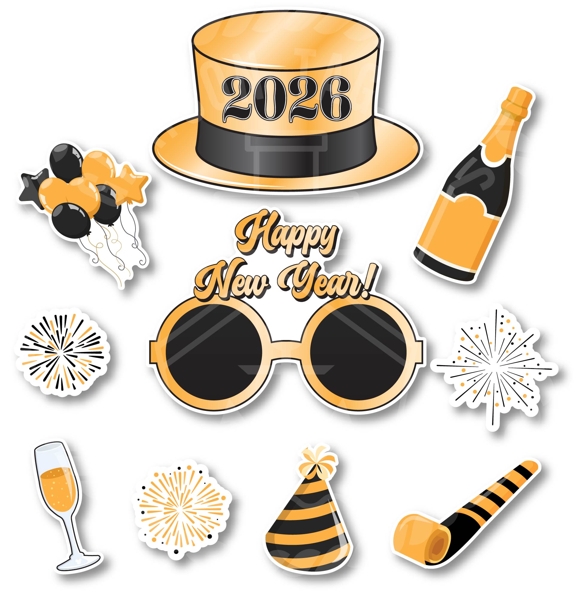Happy New Year 2026 Magnet Set for Stateroom Cruise Doors