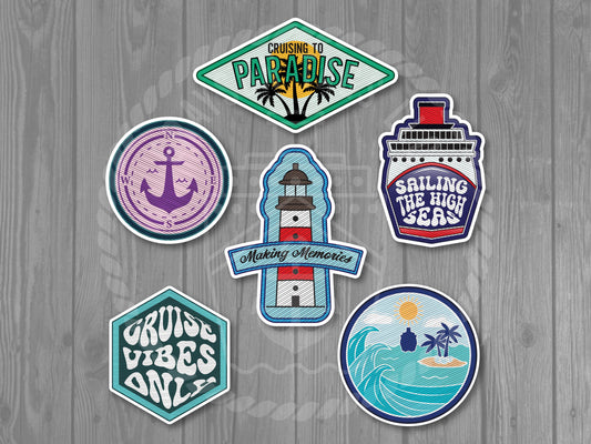 Travel Patch Cruise Door 6-Piece Magnet Set - Cruising Decorative Stateroom Magnets