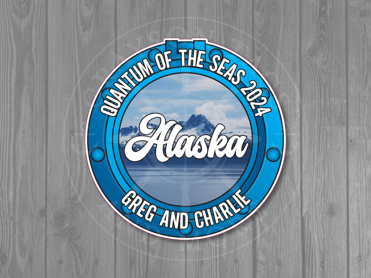 Alaska Mountains Blue Porthole Custom Cruise Door Magnet