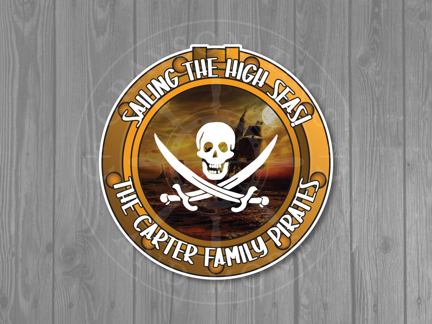 Golden Pirate Porthole Custom Cruise Magnet