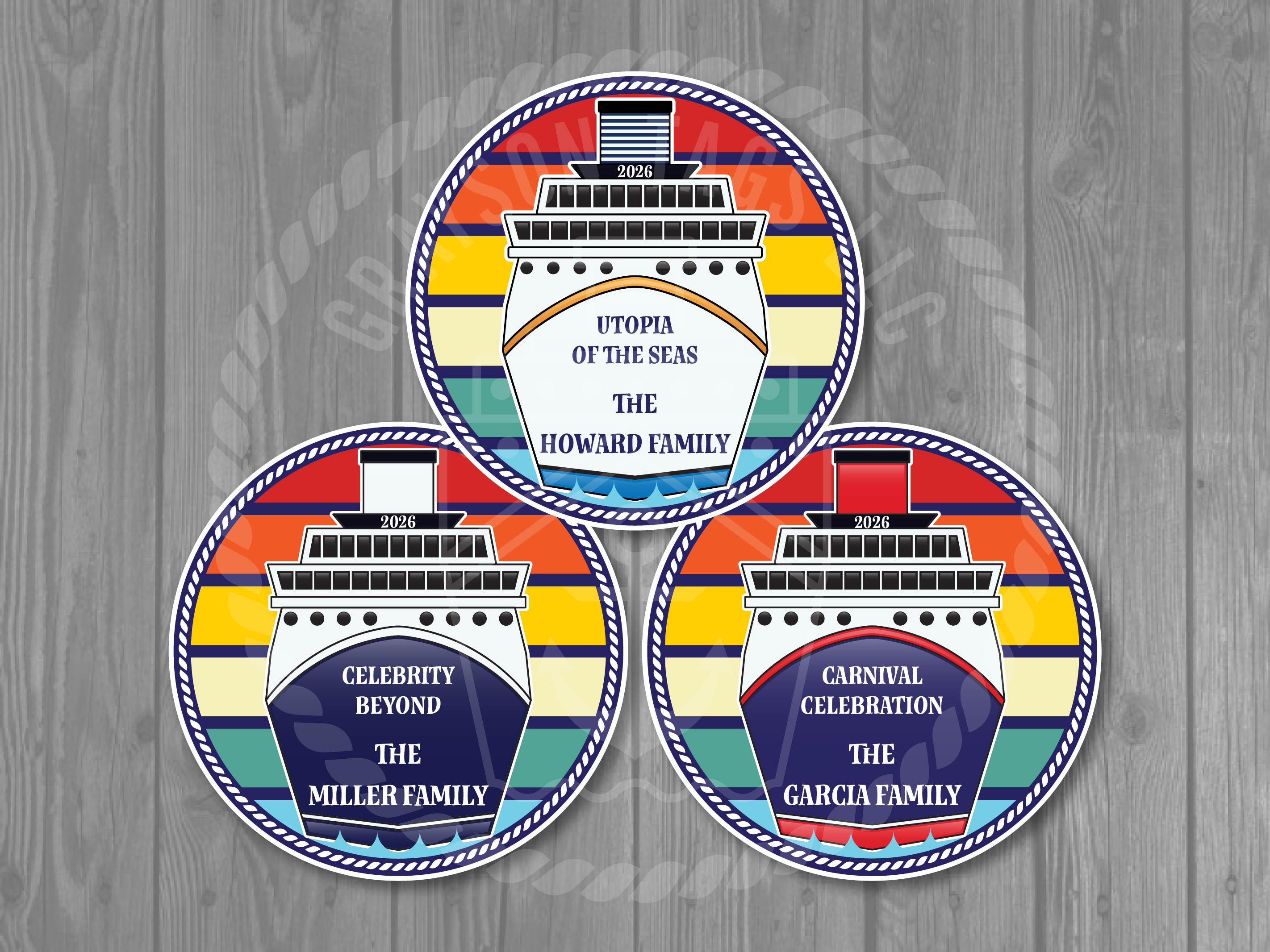 Custom Retro Ship Front Stateroom Circle Magnet