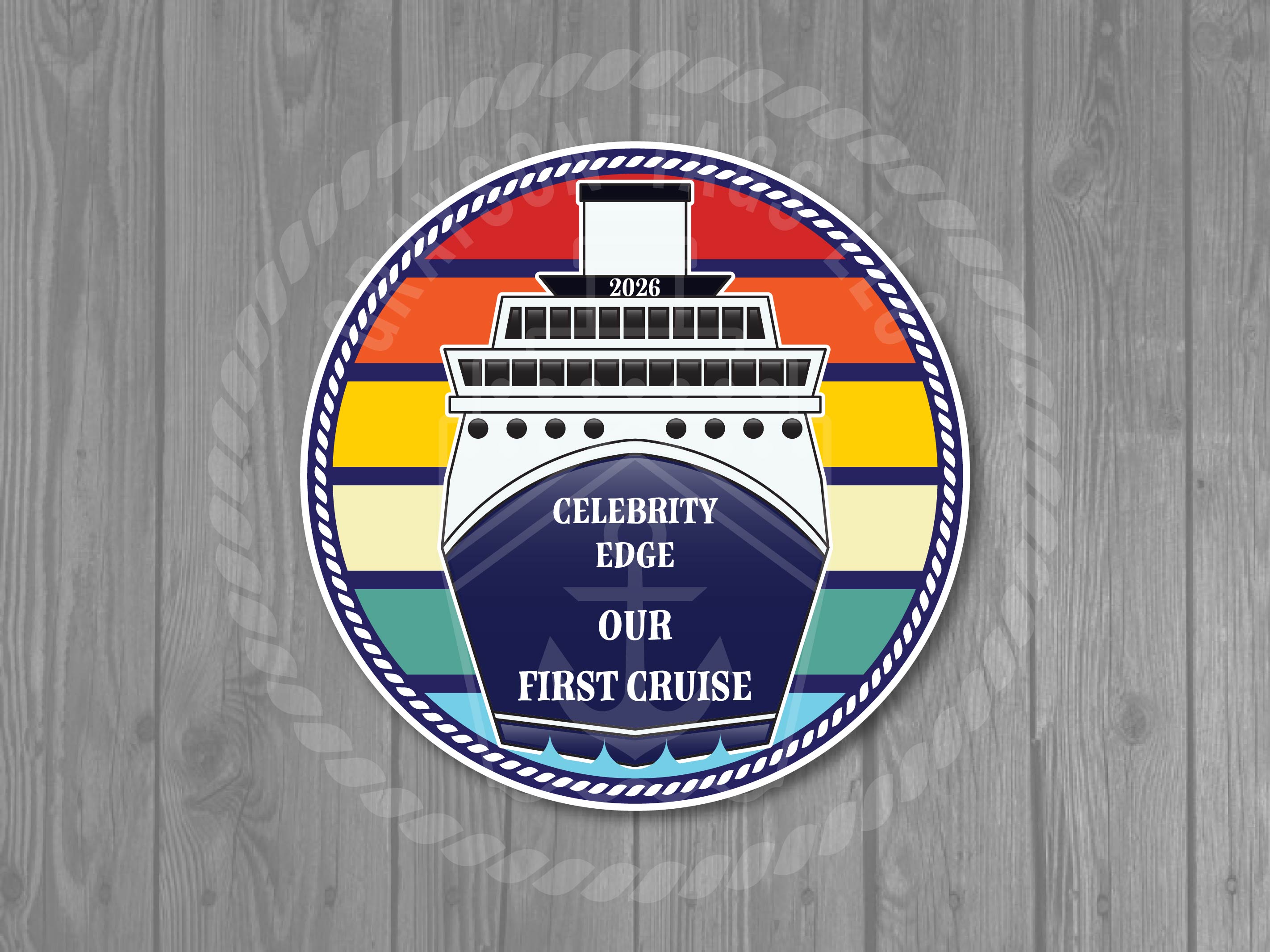 Custom Retro Ship Front Stateroom Circle Magnet