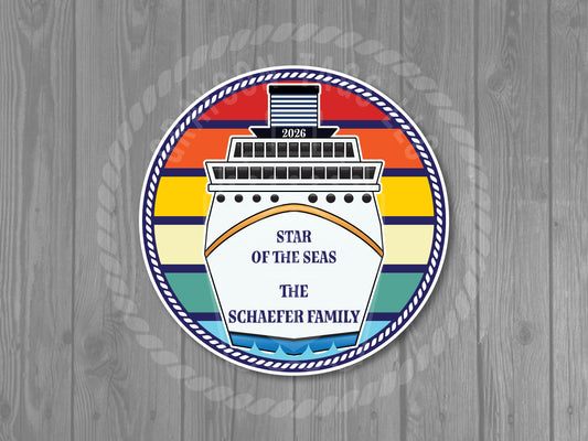 Custom Retro Ship Front Stateroom Circle Magnet