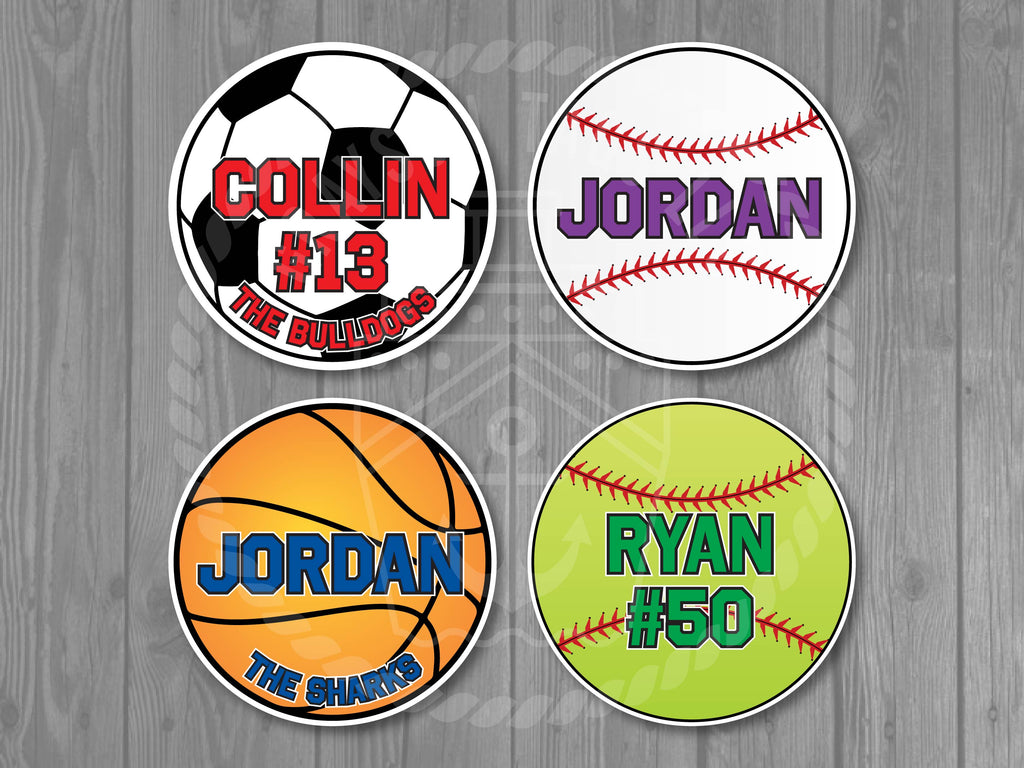 Customizable Sport Ball Car Magnets - Personalized Sport Gift - Soccer, Baseball, Softball, Basketball