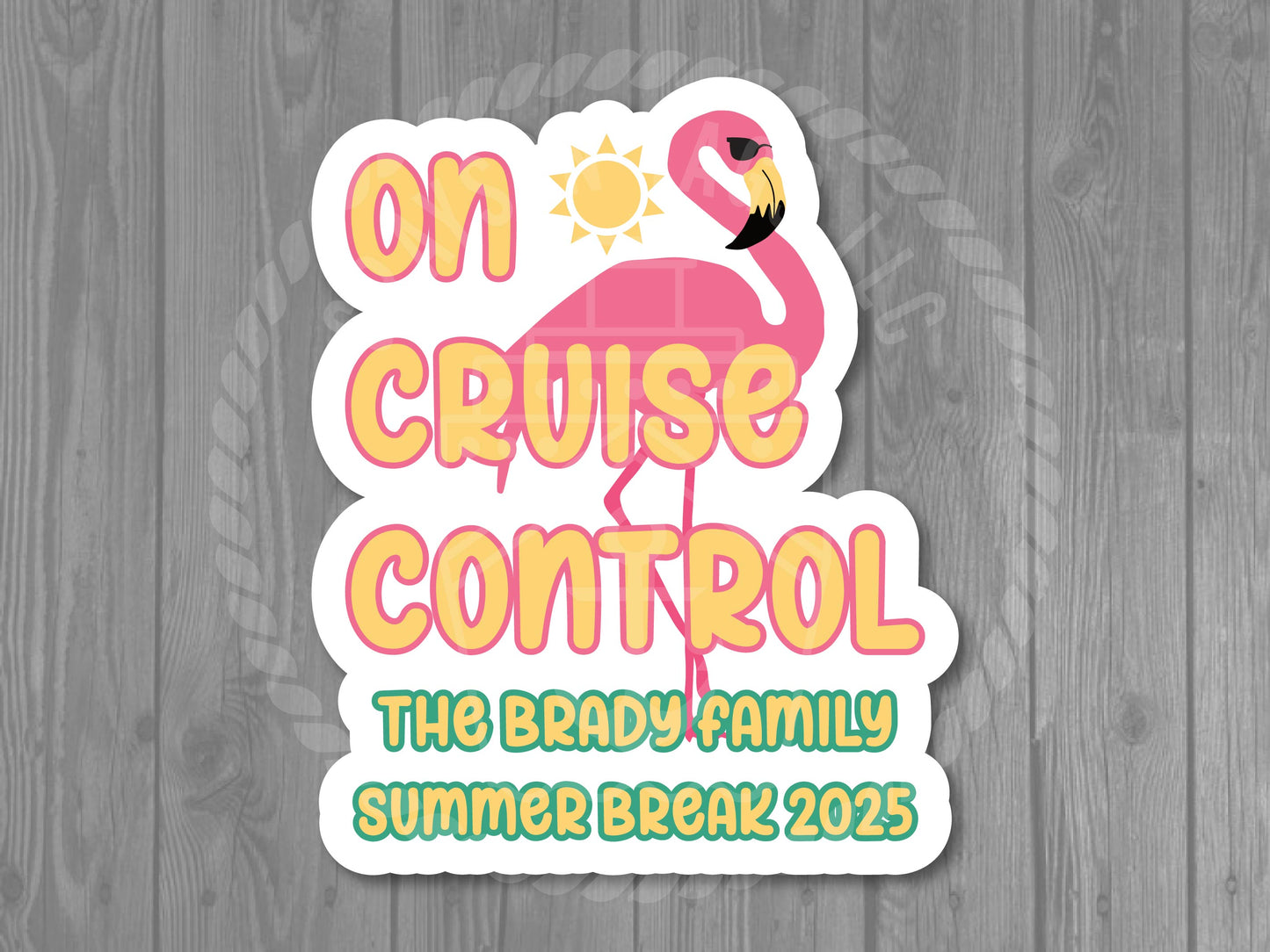 On Cruise Control Flamingo Personalized Cruise Door Magnet