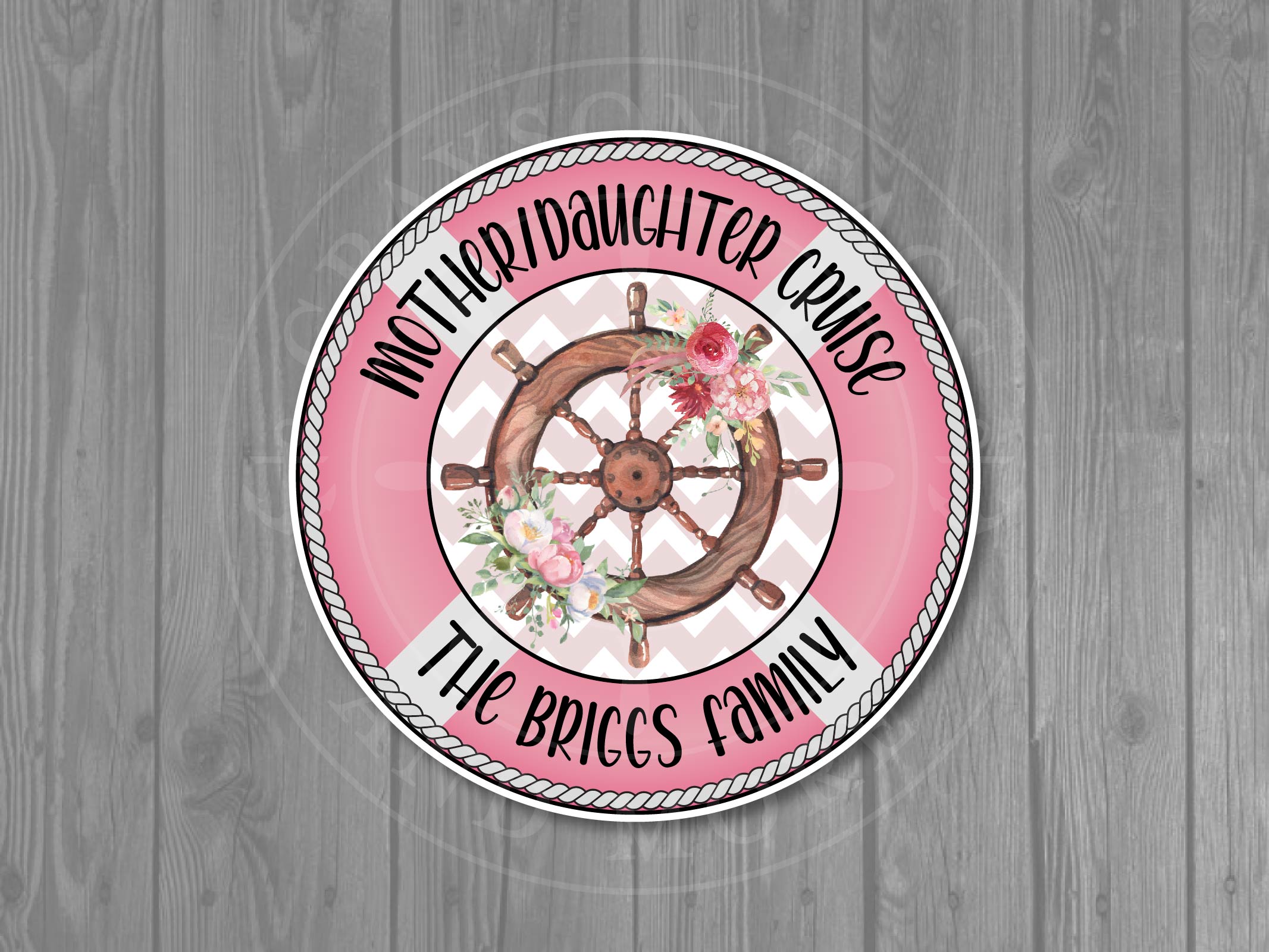 Floral Wheel Pink Life Preserver Custom Cruise Door Magnet