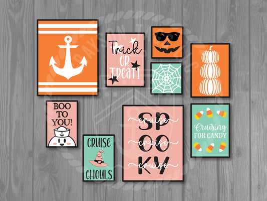 Halloween Cruise Magnet Set - 9 Halloween Portrait Magnets - Cute Stateroom Door Decor
