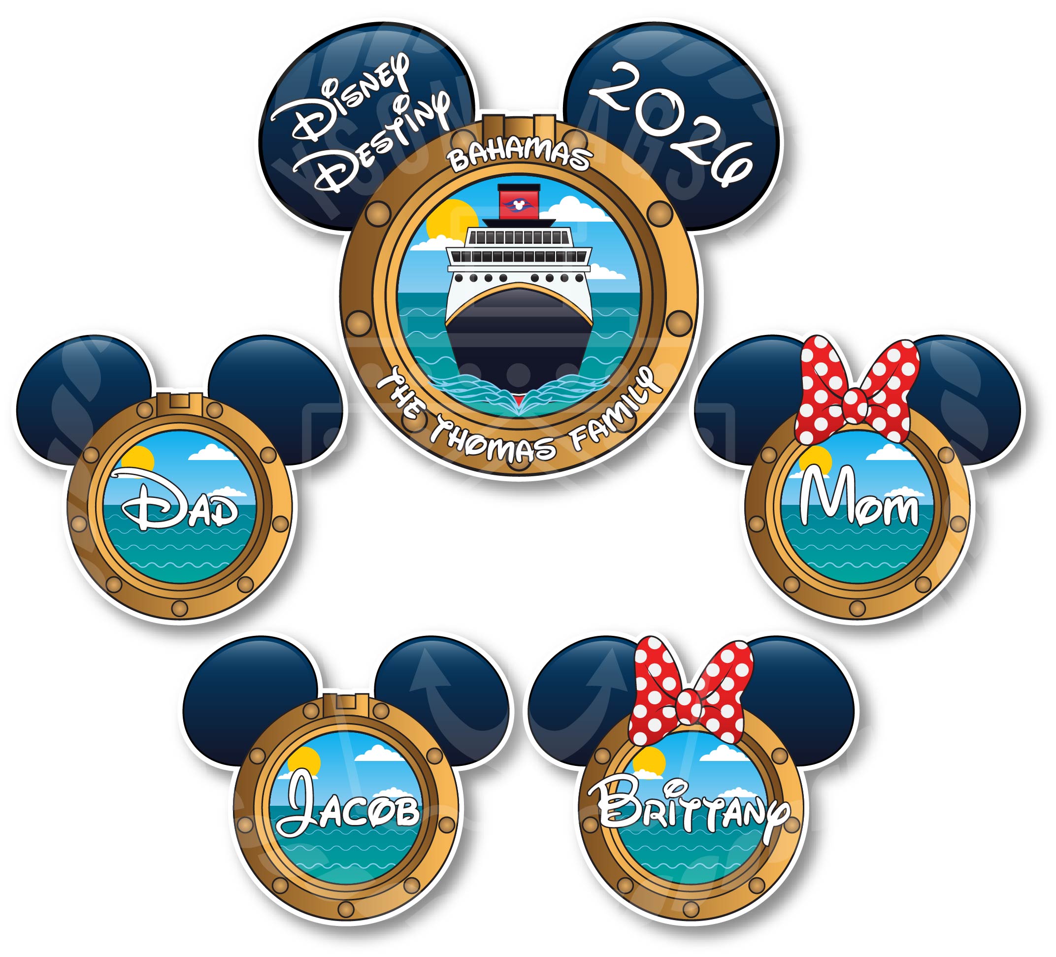 Customizable Cruise Ship Porthole Disney Cruise Door Magnets - Personalizable Porthole Magnet Set